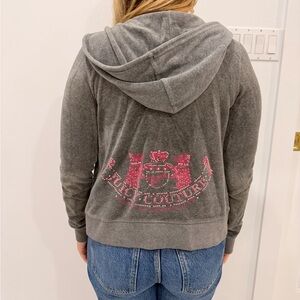 Juicy Couture Charcoal Hoodie with Pink Emblem